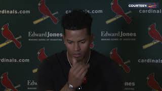 Cardinals pitcher Genesis Cabrera talks after hitting Bryce Harper in face with pitch