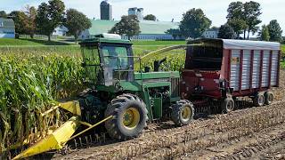 Chopping Corn Silage John Deere 5830 Forage Harvester on Farm