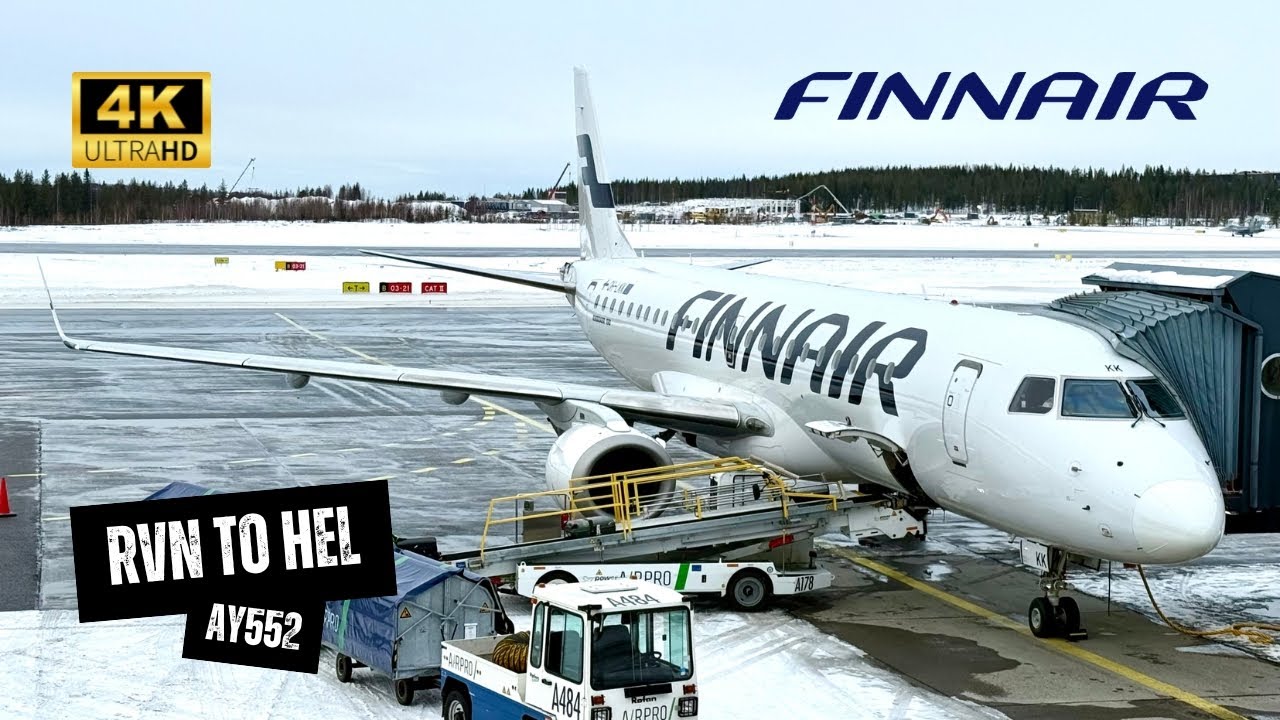 FINNAIR E190 AY552 Economy Class - Rovaniemi to Helsinki, Finnish Air Force F/A-18 Hornets (4K)