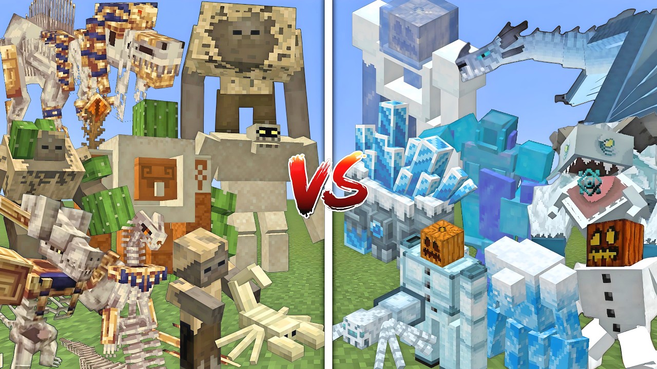 ALL MUTANT HUSKS VS ALL MUTANT SNOW GOLEMS MOBS BATTLE IN MINECRAFT