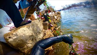 Fox River MASSIVE snag and barrel removal during the Walleye Run! 🤿🫧🎣