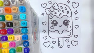 Full Cute Ice Cream Popsicle Coloring 🍦💖 | Easy & Satisfying Marker Coloring❤️ Update