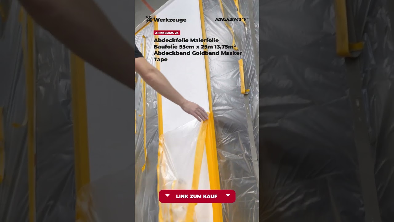 Abdeckfolie MalerfolieBaufolie 55cm x 25m 13,75m2Abdeckband Goldband Masker Tape 