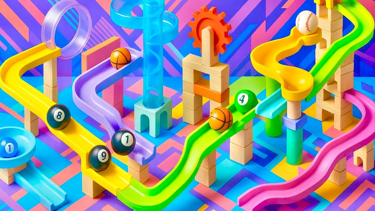 Marble Run With Jump Pads and Loop Track ASMR Race ASMR Rollercoaster ...