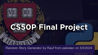 CS50P Final Project | Random Story Generater