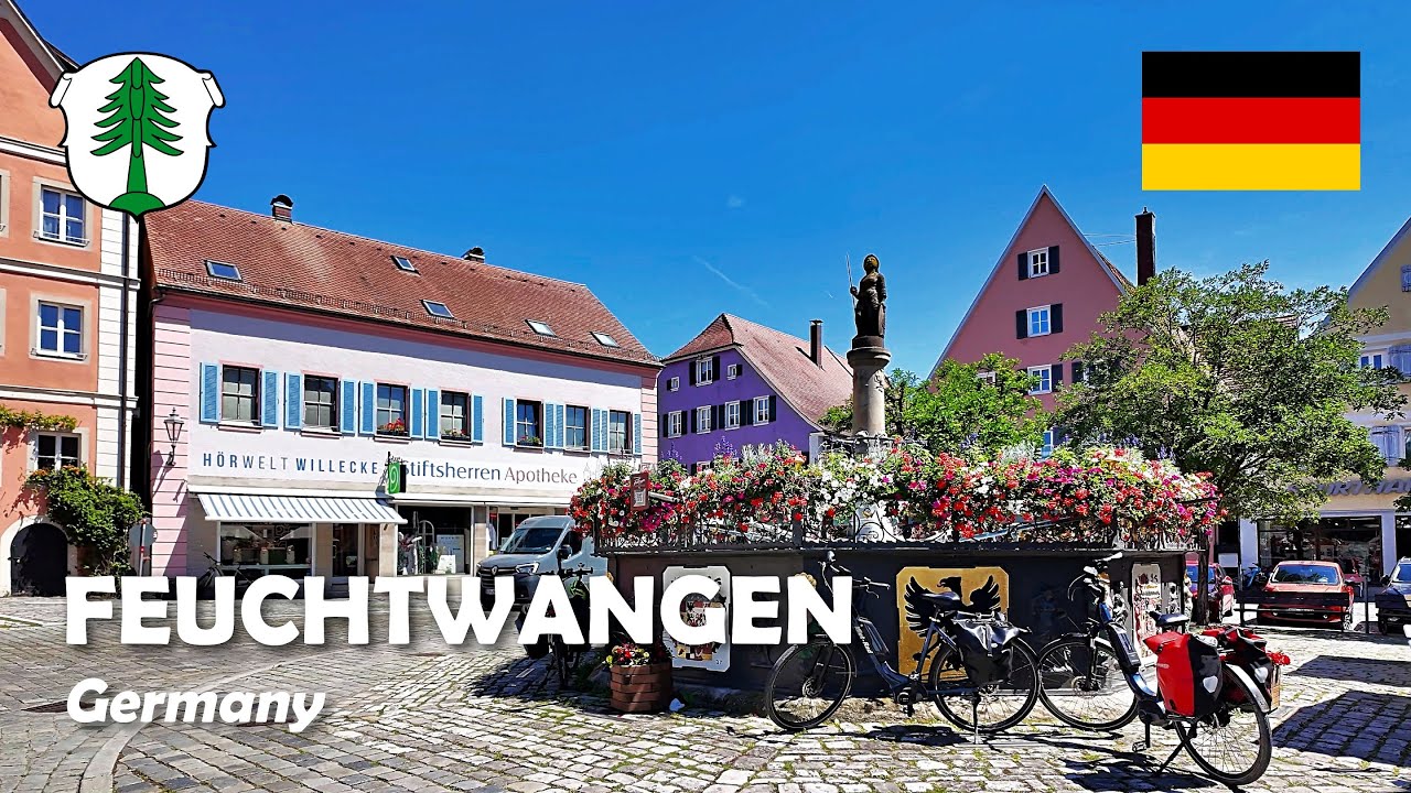 Feuchtwangen, Germany. A walk in the Old Town. 4K