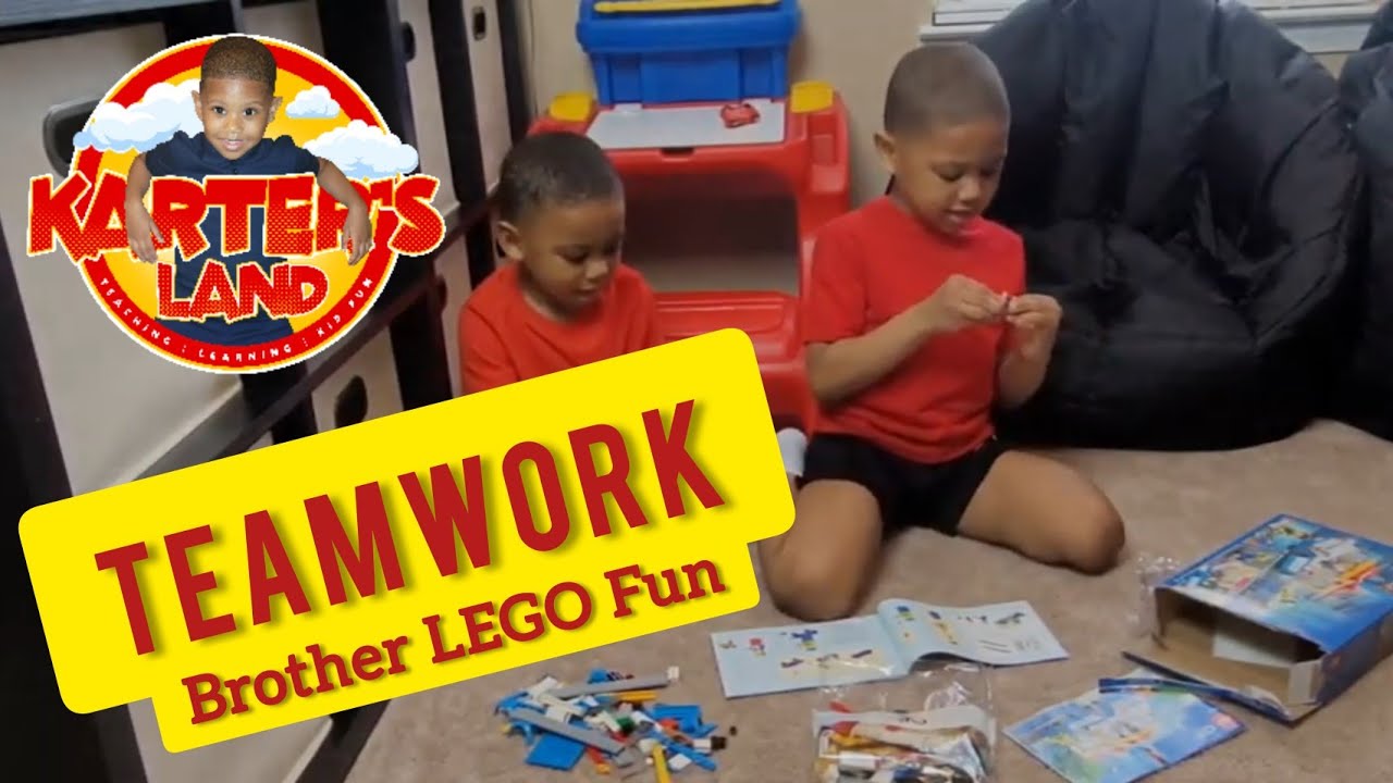 Teamwork | Big Brother lets Little Brother Help Build "LEGO" Ice Cream Truck | Karter's Land