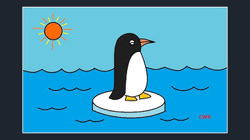 How to draw Simple Drawing / Bird scenery Drawing (Penguin) / Ms Paint Art - Creator Work Space.
