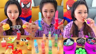 [ASMR]Frozen wax bottle sugar Amber sugar Hamburger french fries yummy delicious mukbang dessert