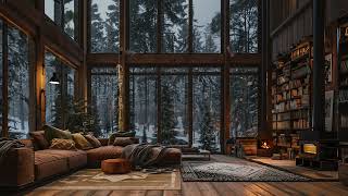 Winter Ambience Fireplace - Cozy Cabin with Fireplace & Snowfall ASMR for Relaxation & Sleep Better