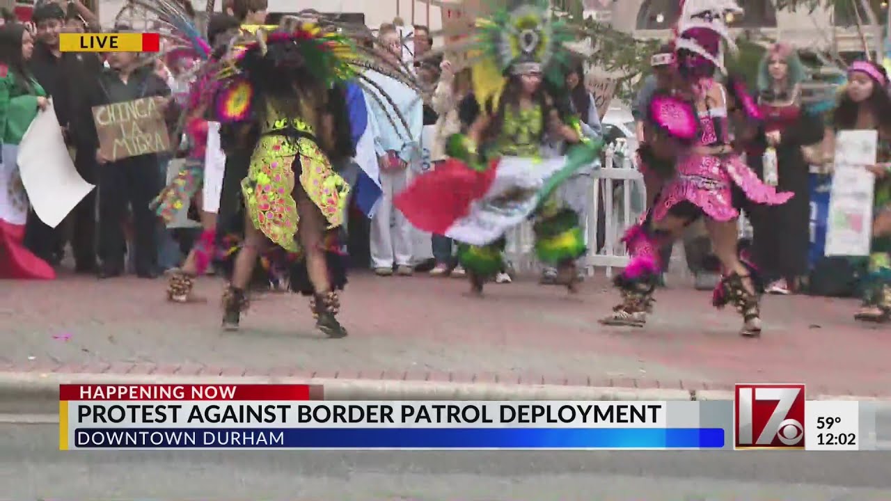Protest against border patrol deployment in downtown Durham