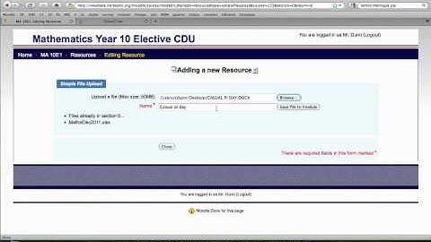Uploading a file onto moodle using simple file upload