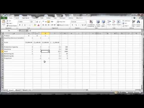Setting up a Linear Programming Problem in Excel