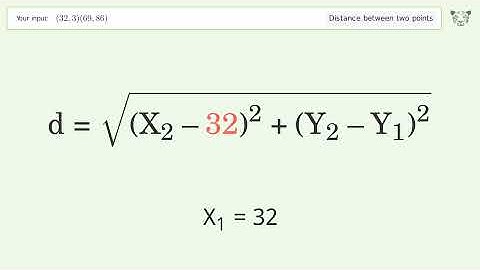 Find the distance between two points p1 (32,3) and p2 (69,86): Step-by-Step Video Solution