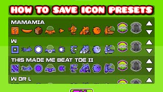 How To Make Icon Presets In Geometry Dash Geode (4.7.1)