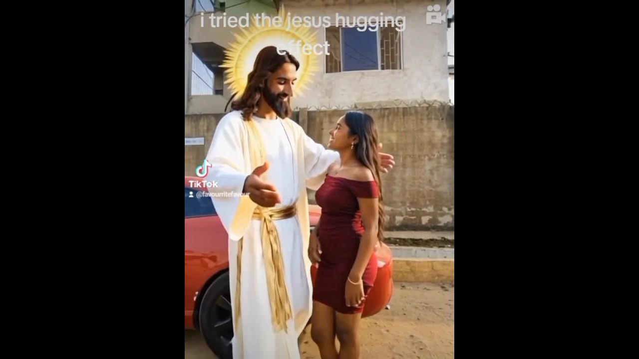 HUGGING JESUS.  LATEST AI VIDEO 