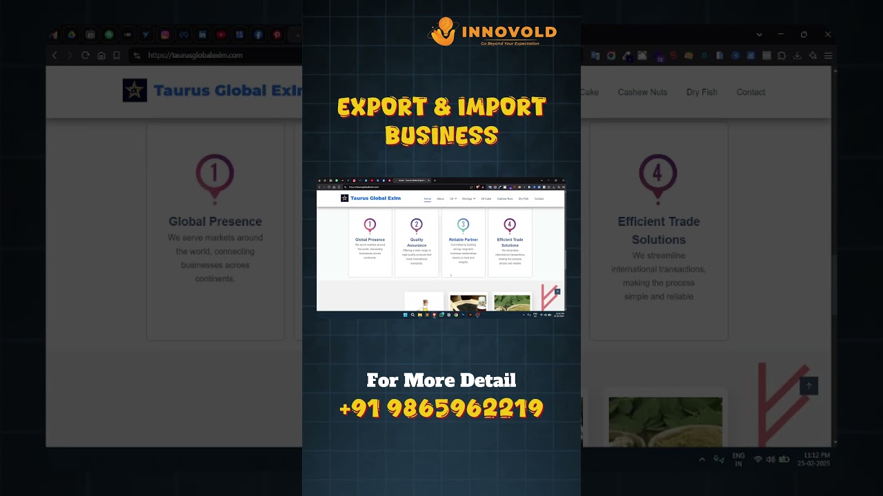 Taurus Global Exim’s Website Designed by Dindigul’s Top Digital Agency | Innovold