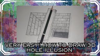 Very Easy!! How To Draw 3D Hole Illusion - 3D Trick Art On Paper | 3D Drawing Hole Easy | 3D Drawing