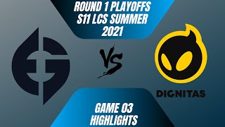 Evil Geniuses vs Dignitas Highlights - Game 3 | Round 1 Playoffs S11 LCS Summer 2021 | EG vs DIG G3