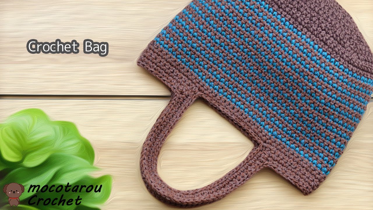 Crochet Striped Pattern Cotton Tote Bag Tutorial - YouTube
