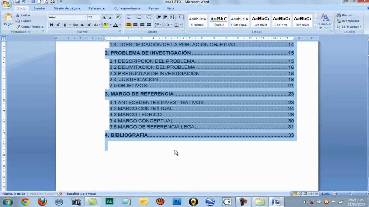 TABLA DE CONTENIDO EN WORD, Hacerla Técnicamente - Microsoft Office Word -  YouTube