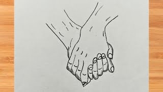 Holding Hands pencil sketch ! Valentine's Day special ! How to draw Holding Hands Step By Step