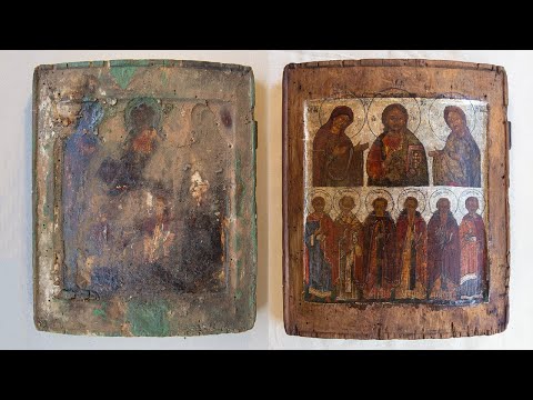 Реставрация иконы Деисус с избранными святыми.