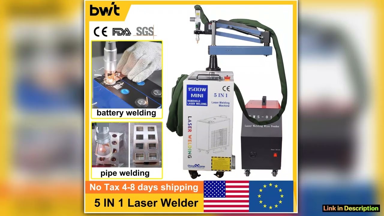 2000W BWT 5 in 1 Fiber Laser Battery Welding Cleaning Cutting welding Machine Double Wobble Handhel