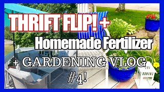 THRIFT UPCYCLE GARDEN DECOR DIY + DIY FERTILIZER \& Garden \/Yard Projects! Gardening Vlog #4