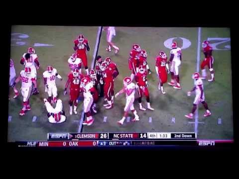 Clemson v NC State 2013 Tigers OL Battle Punches KO Uppercuts Wolfpack S Byrd Football Dabo Swinney