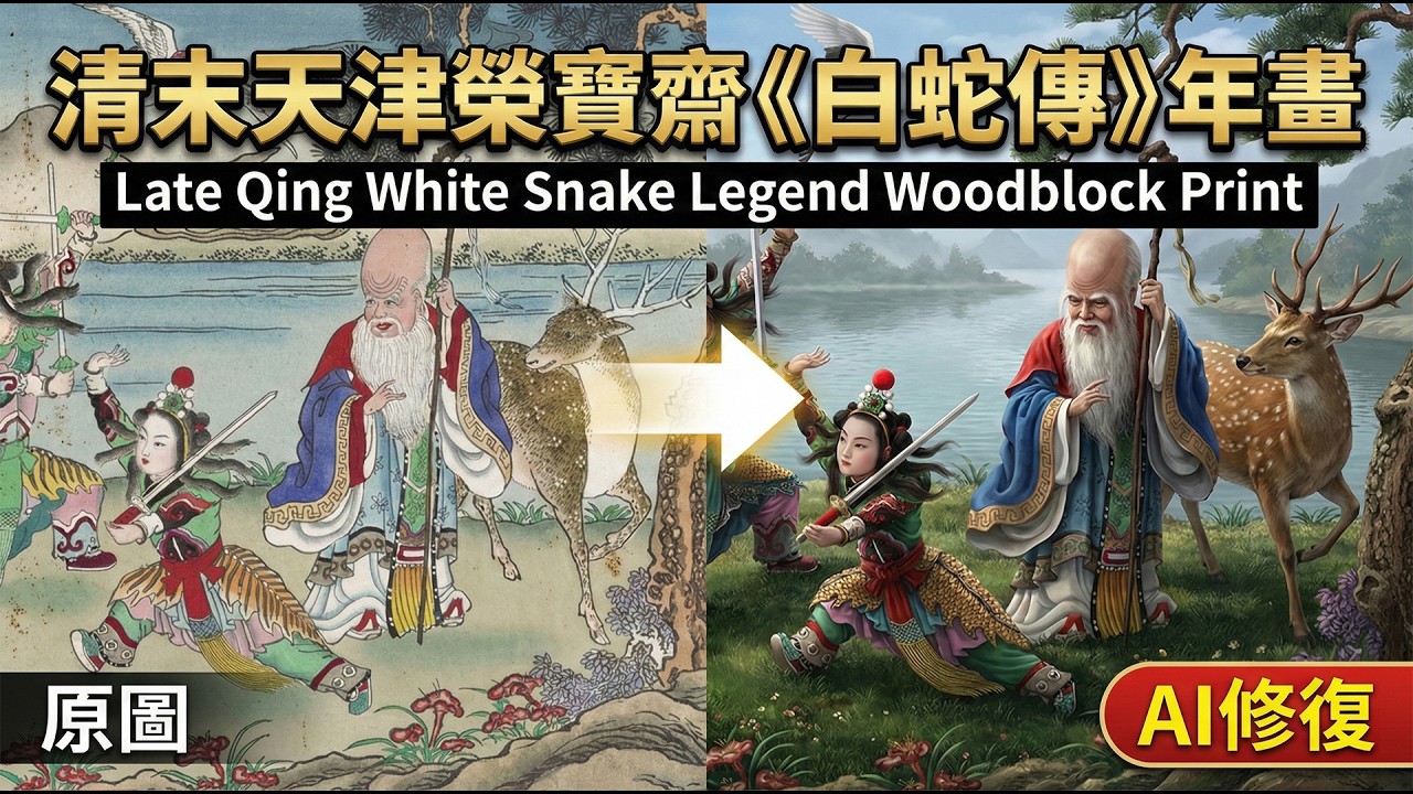 AI動態修復：百年天津楊柳青年畫《白蛇傳》，晚清市井江湖的終極視覺