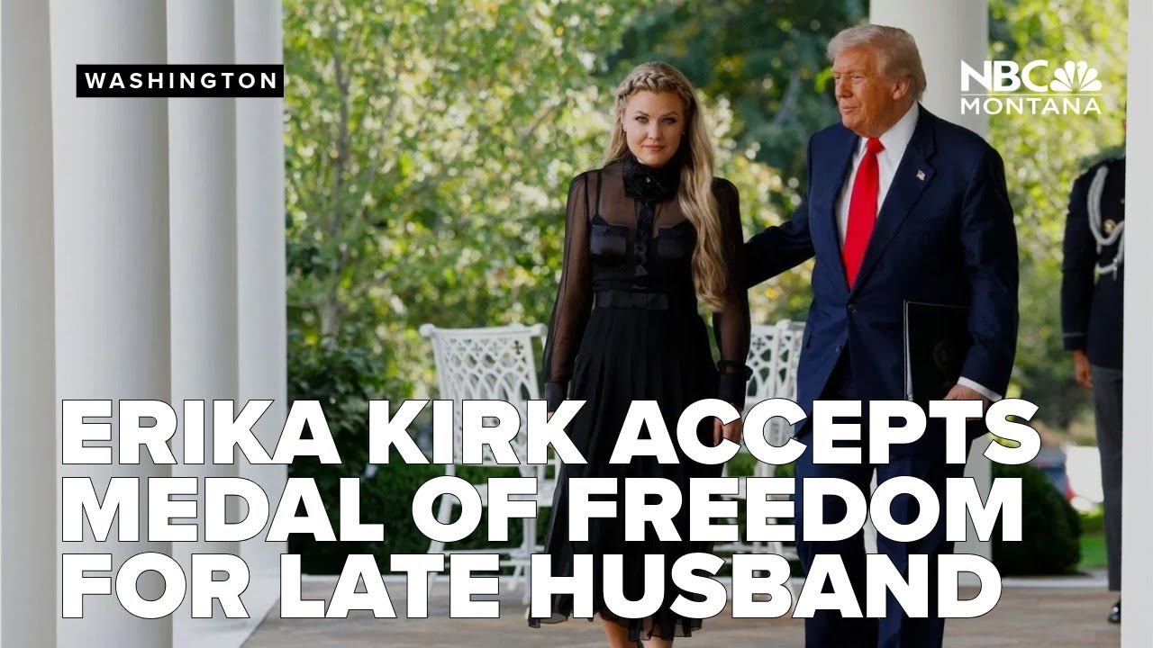 erika kirk black dress medal of freedom Full Remarks: Erika Kirk accepts Presidential Medal of Freedom for late  husband at White House