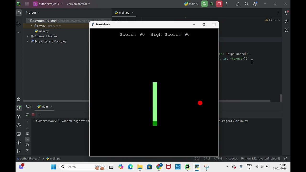 Snake game🐍 using turtle 🐢 in python