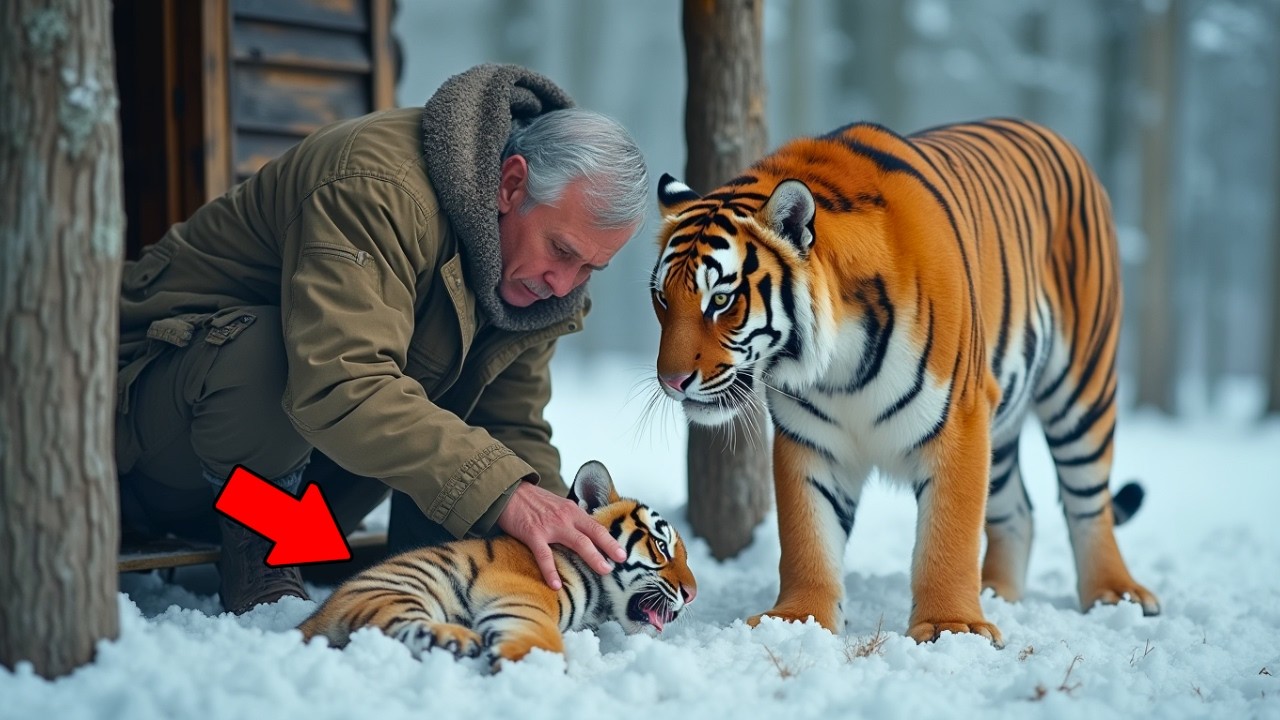 Амурская тигрица пришла к отшельнику с раненым тигрёнком... Но поступок мужчины— тронул до слёз!