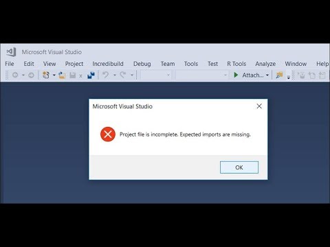 Solved: Project file is incomplete. Expected imports are missing. .Net Core 2 Project