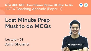 Last Minute Prep Must to do MCQs | ICT & Teaching Aptitude | NTA UGC NET JRF 2021 | by Aditi Sharma