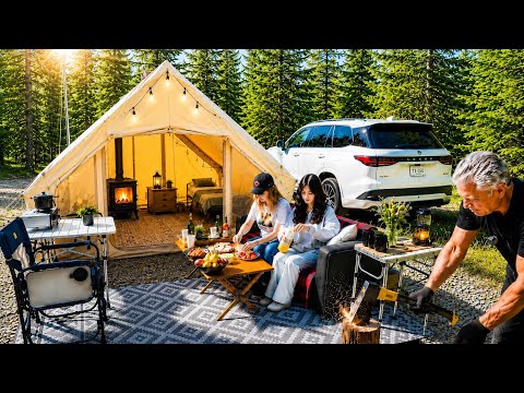 ⚡Canada Camping in a Thunderstorm & Hot Tent