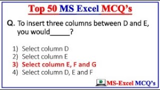 Part-1 Top 50 MS Excel mcq Questions and Answer | Microsoft Office