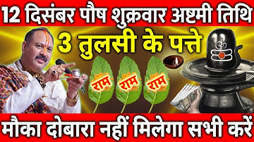 12 दिसंबर पौष शुक्रवार अष्टमी तिथि के दिन 3 तुलसी का पत्ता वाला उपाय जरुर करे || Pradeep Ji Mishra