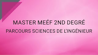 Présentation Du Parcours Sciences De Lingénieur - Inspé Lille Hdf