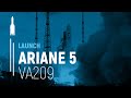 Flight VA209 Astra 2F GSAT10 Ariane 5 Launch Arianespace 