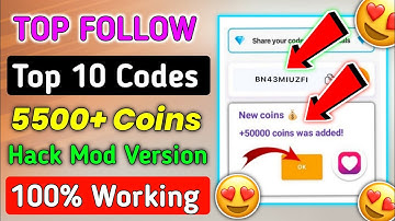 Top Follow App 10 New Promo Code 😱 | Topfollow Aap New Promo Code 🤗 | Topfollow Aap Unlimited Coins
