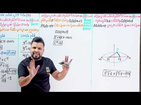 السادس العلمي الفصل الثاني المحاضرة 20 القطع الناقص أسئلة تعتمد ع رسم التصوير الجديد لمنهج 2026