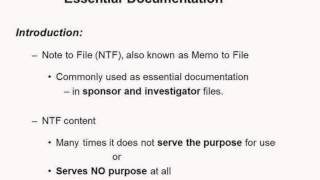 Use of Notes to File in Clinical Trial Essential Documentation Trailer