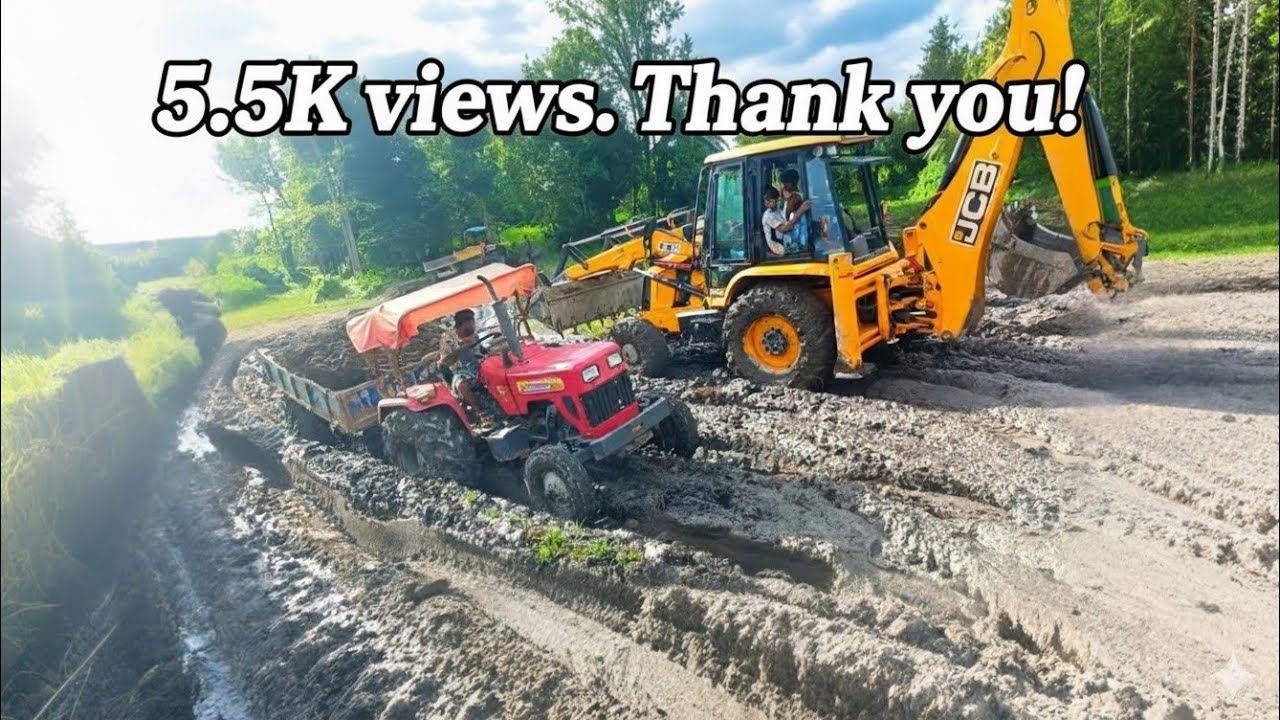JCB Rescues 5 Tractors Stuck in Mud 🚜 | Full Drama Caught on Camera | @realmitti #viralvideo