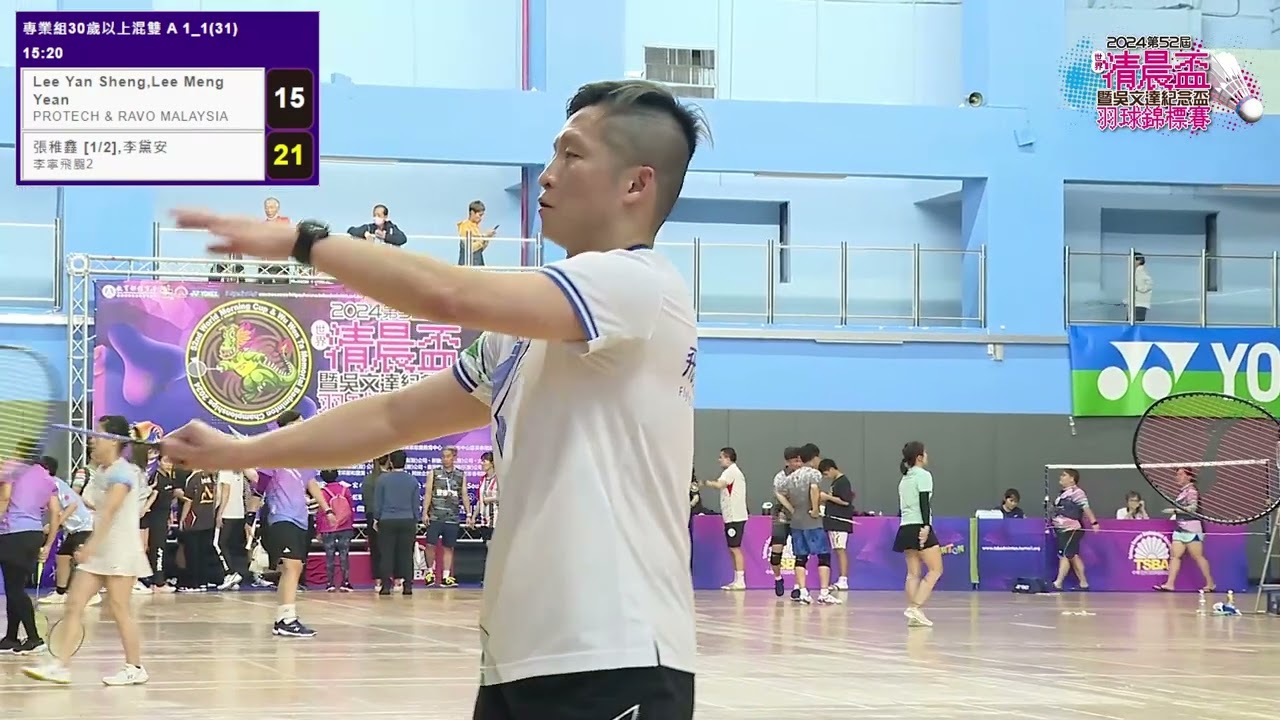 2024/3/31 清晨盃球評轉播場 - 專業組30歲含以上混合雙打 LeeYanSheng/LeeMengYean vs 張稚鑫/李黛安