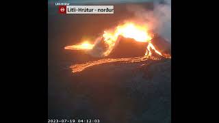 Iceland volcano eruption Litli-Hrutur west wall collapse 2023-07-19