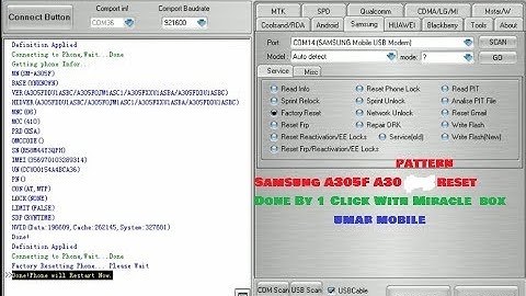 Samsung A305F A30 Pattern Reset Done By 1 Click With Miracle Box