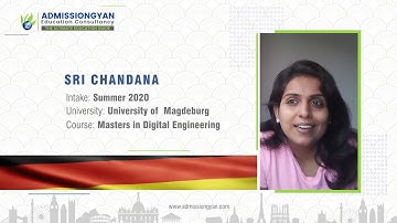 Chandana Testimonial | Masters in Digital Engineering | MS in Germany | Admissiongyan Bangalore