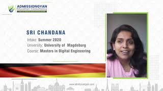 Chandana Testimonial Masters In Digital Engineering Ms In Germany Admissiongyan Bangalore